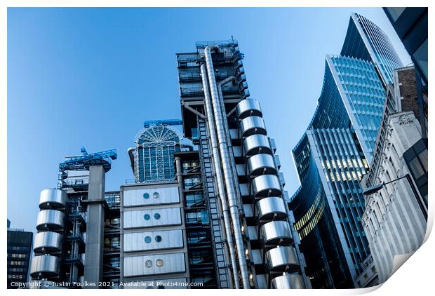 The Lloyds building, the City of London Print by Justin Foulkes