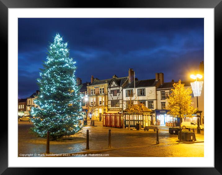 Ripon Market Place at Christmas Framed Mounted Print by Mark Sunderland