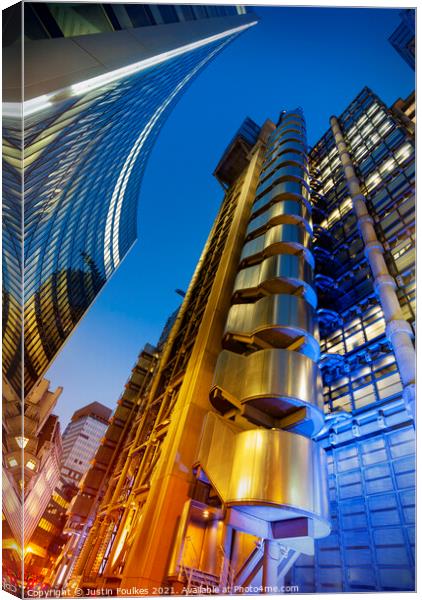 Lloyds building, The City of London Canvas Print by Justin Foulkes