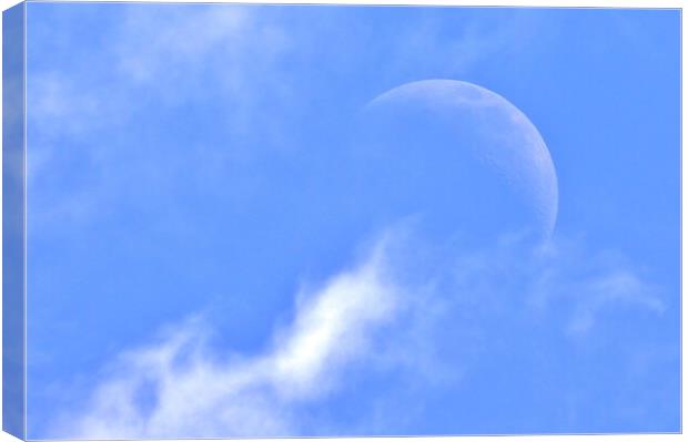 Cloudy Daytime Moon Canvas Print by Susan Snow