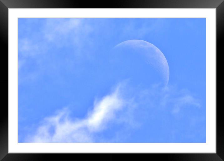 Cloudy Daytime Moon Framed Mounted Print by Susan Snow