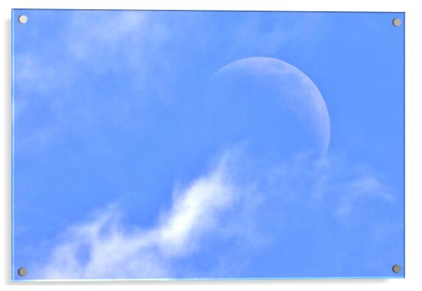 Cloudy Daytime Moon Acrylic by Susan Snow