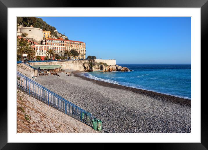 Beach and Sea in Nice City in France Framed Mounted Print by Artur Bogacki