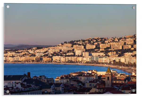 City of Nice in France at Sunrise Acrylic by Artur Bogacki