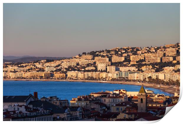 City of Nice in France at Sunrise Print by Artur Bogacki