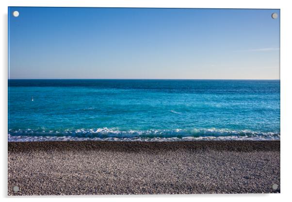 French Riviera Pebble Beach And Sea Acrylic by Artur Bogacki