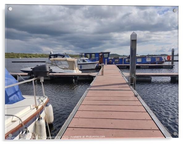 Bellyleauge co.roscommonIreland may16 2021 a view of pier and wooden bridge in Lanesborough, Acrylic by Anish Punchayil Sukumaran