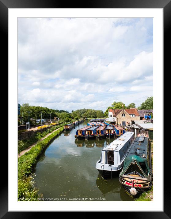 Moored Canal Boats At Heyford Warf At Lower Heyford On The Oxford Canal Framed Mounted Print by Peter Greenway
