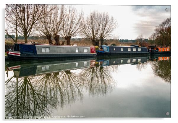 Reflections Of Trees In The Oxford Canal At Thrupp, Oxfordshire Acrylic by Peter Greenway