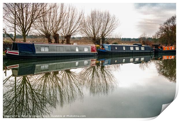 Reflections Of Trees In The Oxford Canal At Thrupp, Oxfordshire Print by Peter Greenway