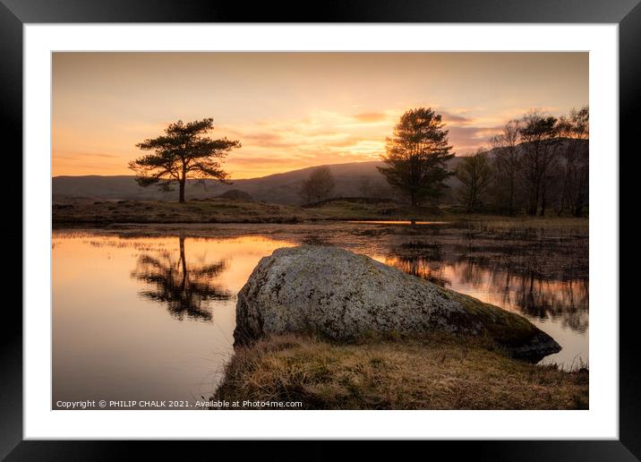 Kelly hall tarn sunset in the lake district Cumbria 513  Framed Mounted Print by PHILIP CHALK