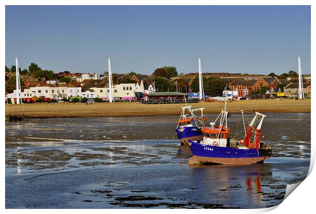 Boats Southend on Sea Beach Essex England Print by Andy Evans Photos