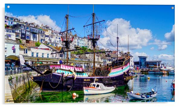 Brixham The Golden Hind Acrylic by Peter F Hunt