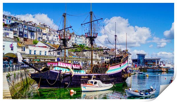 Brixham The Golden Hind Print by Peter F Hunt