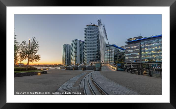 Bridge to Media City Salford Quays Framed Mounted Print by Paul Madden