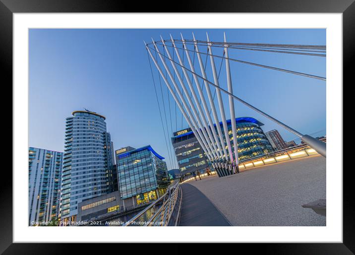 Media City Bridge and Buildings Framed Mounted Print by Paul Madden