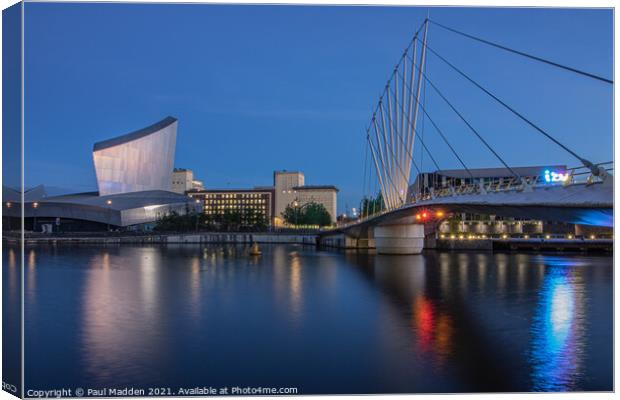Media City Bridge and Imperial War Museum Canvas Print by Paul Madden