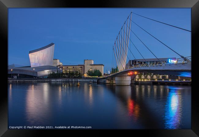 Media City Bridge and Imperial War Museum Framed Print by Paul Madden