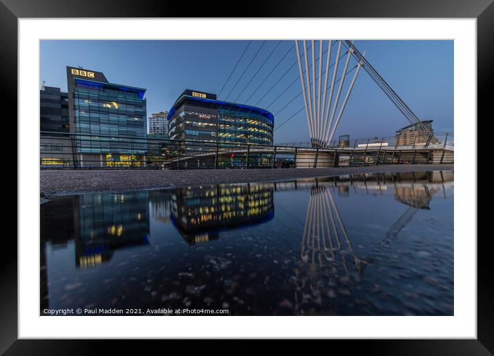 Media City Reflections Framed Mounted Print by Paul Madden
