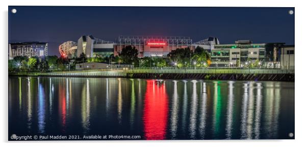Old Trafford At Night Acrylic by Paul Madden