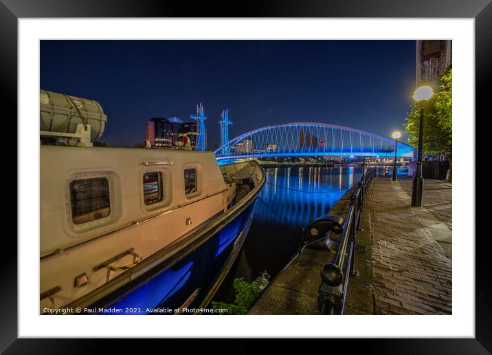 Salford Quays at Night Framed Mounted Print by Paul Madden