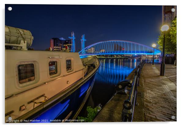 Salford Quays at Night Acrylic by Paul Madden