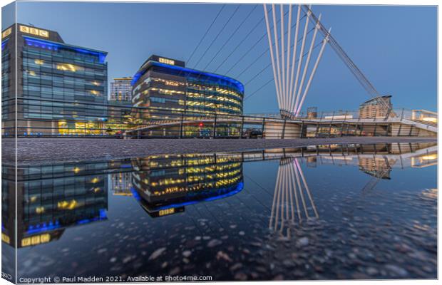 Reflections of Media City Canvas Print by Paul Madden