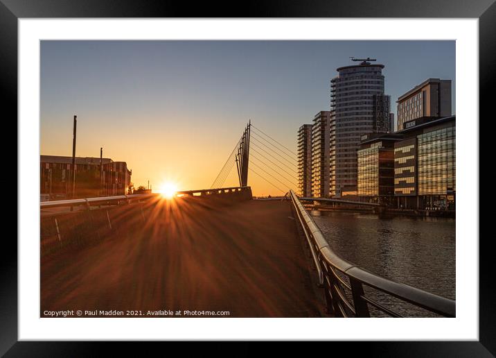 Salford Quays setting sun Framed Mounted Print by Paul Madden