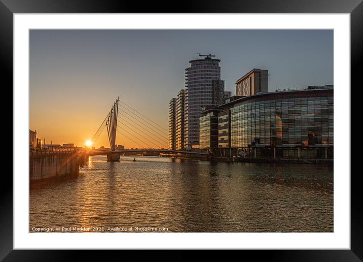 Sunset at Salford Quays Framed Mounted Print by Paul Madden