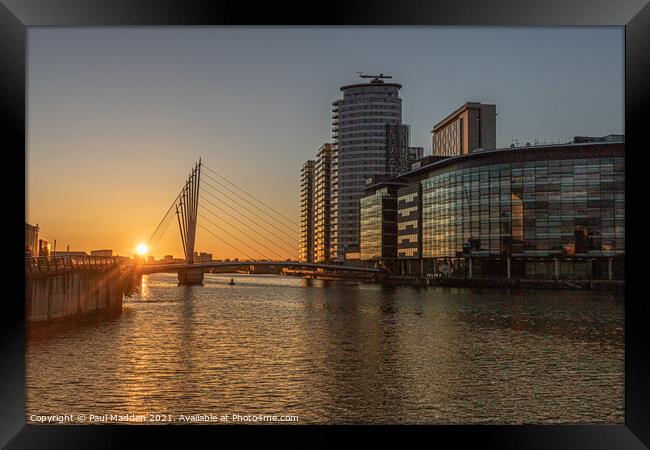 Sunset at Salford Quays Framed Print by Paul Madden
