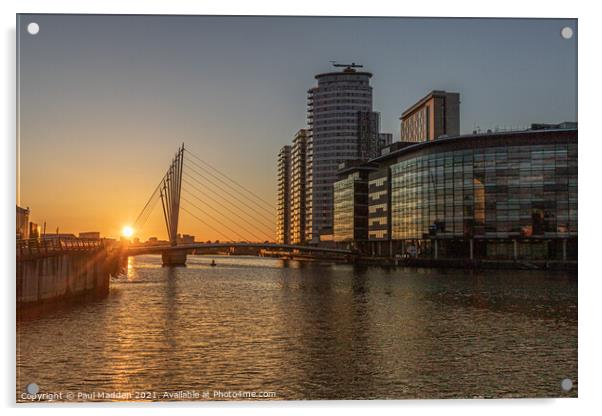 Sunset at Salford Quays Acrylic by Paul Madden