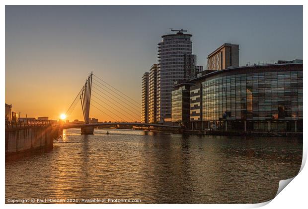 Sunset at Salford Quays Print by Paul Madden
