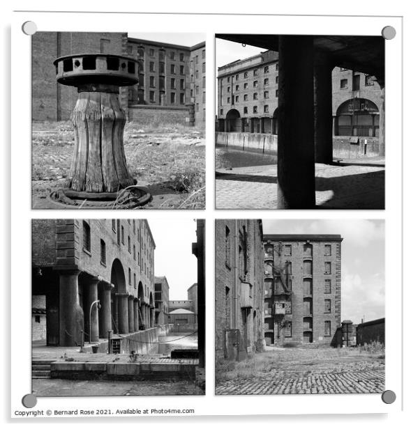 Albert Dock from 1970's Quadtych Acrylic by Bernard Rose Photography