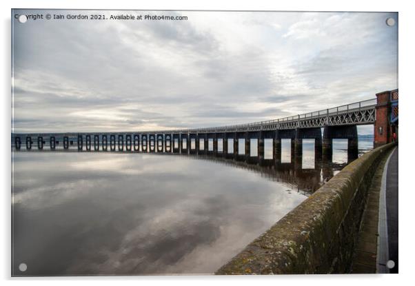 Tay Rail Bridge Dundee Waterfront Scotland Acrylic by Iain Gordon