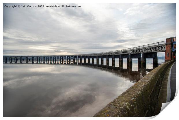 Tay Rail Bridge Dundee Waterfront Scotland Print by Iain Gordon