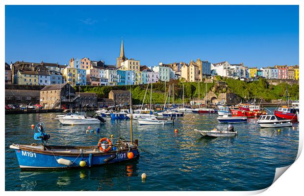 Serene Morning at Tenby Harbour Print by Colin Allen