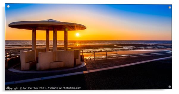 Cleveleys seafront sunset england Acrylic by Ian Fletcher