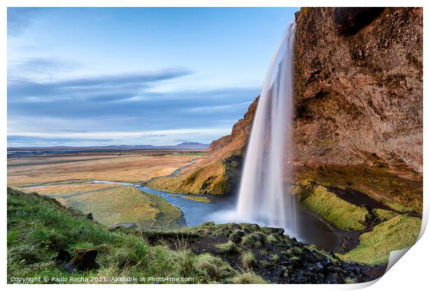 Seljalandsfoss waterfall in Iceland Print by Paulo Rocha