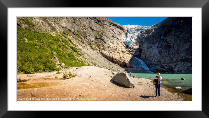 Panoramic view of the briksdal glacier in Olden No Framed Mounted Print by Ian Fletcher