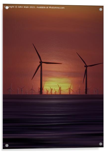 Windmills (Digital Art) Acrylic by John Wain