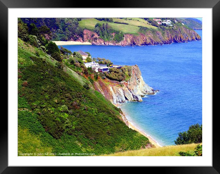 Coast from Coast path, South Devon. Framed Mounted Print by john hill