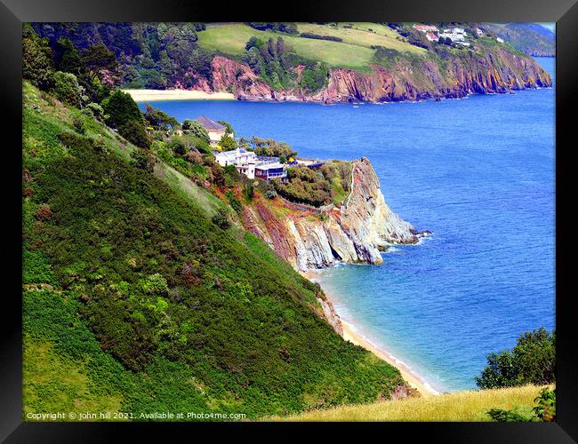 Coast from Coast path, South Devon. Framed Print by john hill