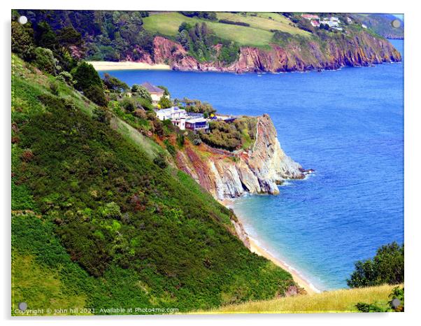Coast from Coast path, South Devon. Acrylic by john hill