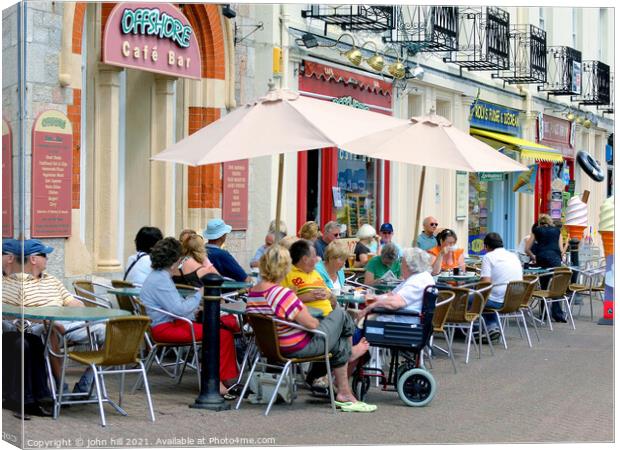  cafe culture at Torquay in Devon. Canvas Print by john hill