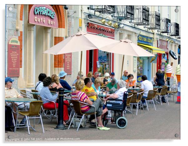  cafe culture at Torquay in Devon. Acrylic by john hill