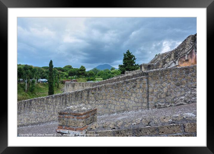 Pompeii and Versuvius Framed Mounted Print by Diana Mower
