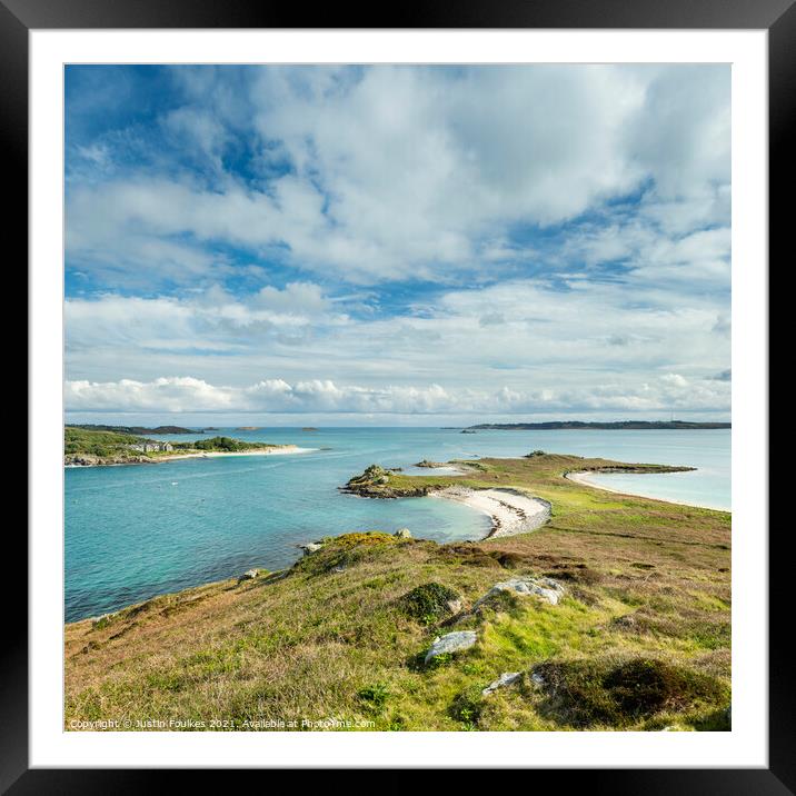View from Great Hill, on Teän, Isles of Scilly Framed Mounted Print by Justin Foulkes