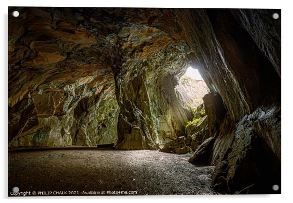 Cathedral cavern  in the lake district Cumbria 515 Acrylic by PHILIP CHALK