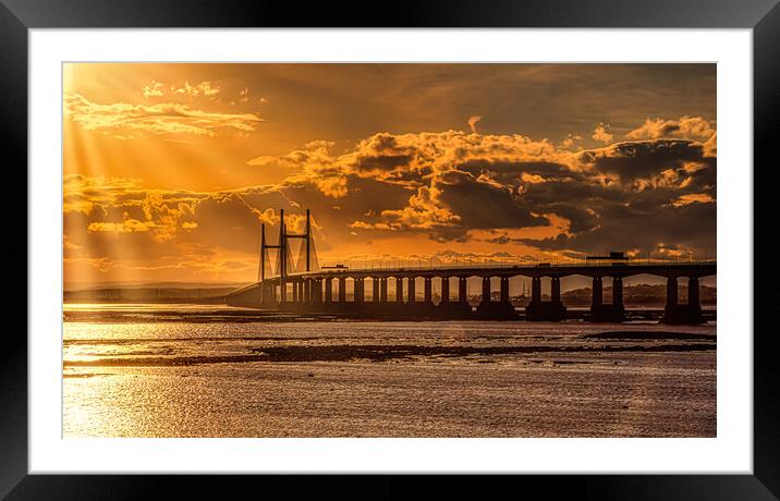 Severn Sunset Framed Mounted Print by David Whitehead