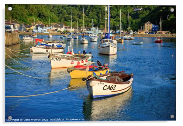 Boats in Lower Fishguard Pembrokeshire Wales Acrylic by Chris Warren